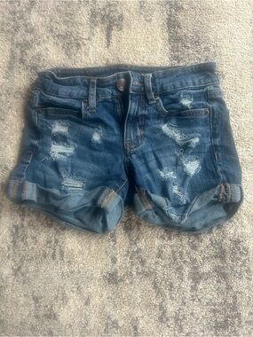 American Eagle Distressed Dark Blue Denim Women's Shorts Size 000